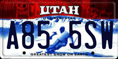 UT license plate A855SW