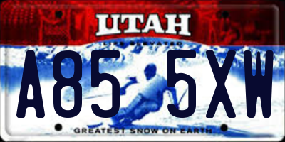 UT license plate A855XW