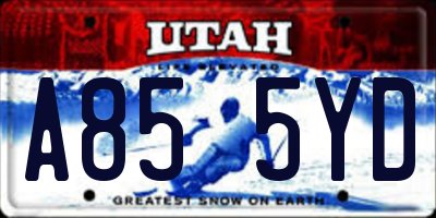 UT license plate A855YD