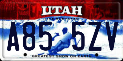 UT license plate A855ZV