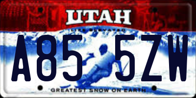UT license plate A855ZW