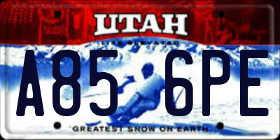 UT license plate A856PE