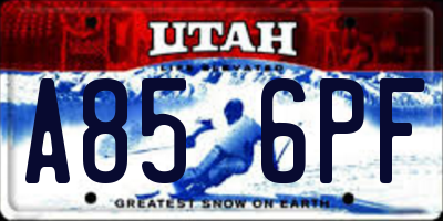 UT license plate A856PF