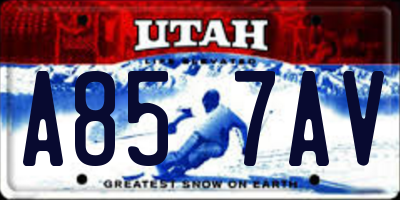UT license plate A857AV