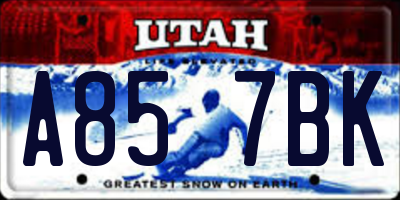 UT license plate A857BK