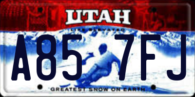 UT license plate A857FJ