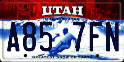 UT license plate A857FN