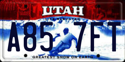 UT license plate A857FT