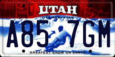 UT license plate A857GM