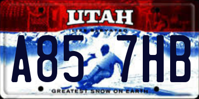 UT license plate A857HB