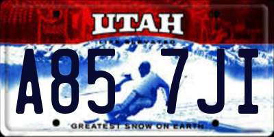 UT license plate A857JI