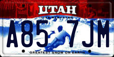 UT license plate A857JM