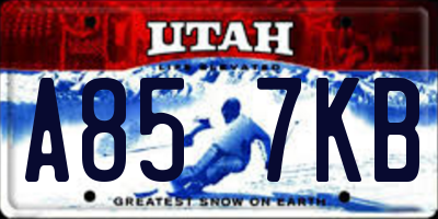 UT license plate A857KB