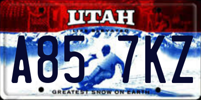 UT license plate A857KZ