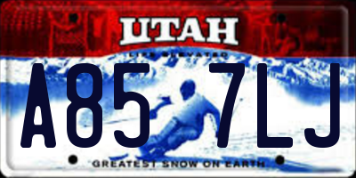 UT license plate A857LJ