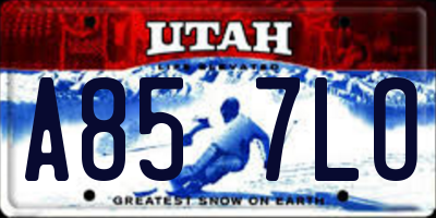 UT license plate A857LO