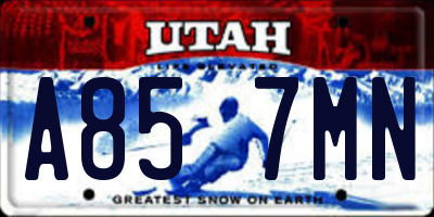 UT license plate A857MN