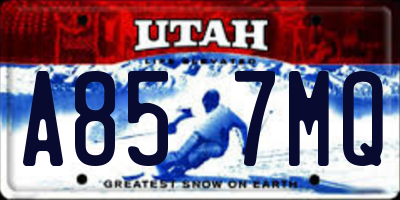 UT license plate A857MQ