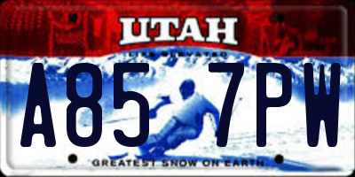 UT license plate A857PW