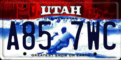 UT license plate A857WC
