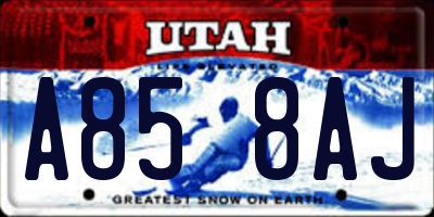 UT license plate A858AJ