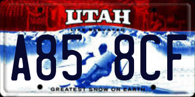 UT license plate A858CF
