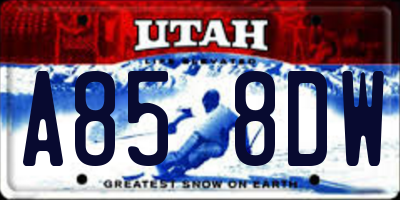 UT license plate A858DW