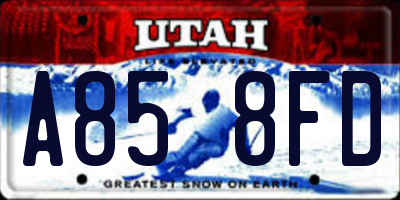 UT license plate A858FD