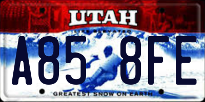 UT license plate A858FE