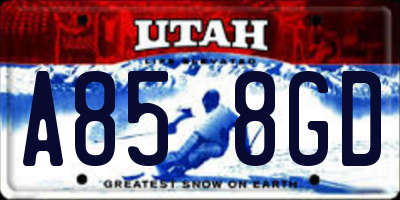 UT license plate A858GD