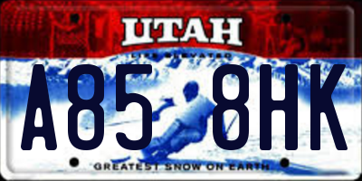 UT license plate A858HK