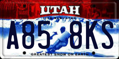 UT license plate A858KS