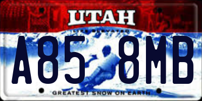 UT license plate A858MB