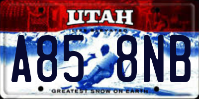 UT license plate A858NB