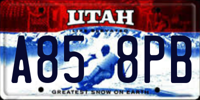 UT license plate A858PB