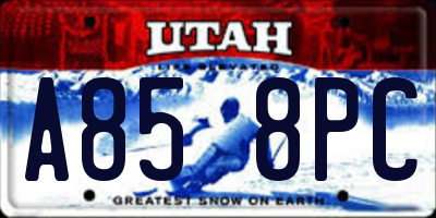 UT license plate A858PC