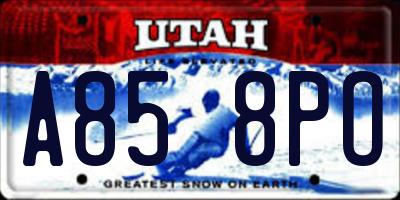 UT license plate A858PO