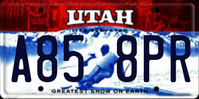 UT license plate A858PR