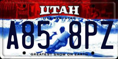 UT license plate A858PZ