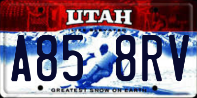 UT license plate A858RV