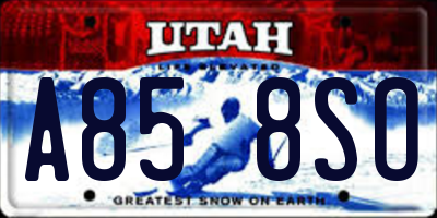 UT license plate A858SO