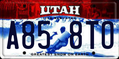 UT license plate A858TO