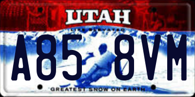 UT license plate A858VM
