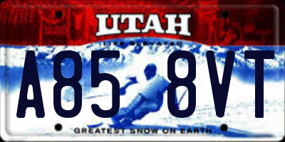 UT license plate A858VT