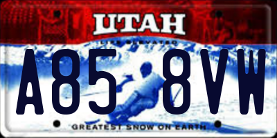 UT license plate A858VW
