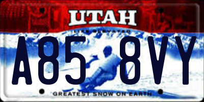 UT license plate A858VY