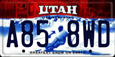 UT license plate A858WD