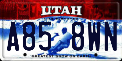 UT license plate A858WN