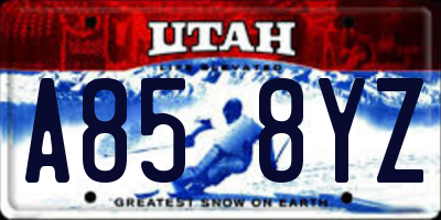 UT license plate A858YZ