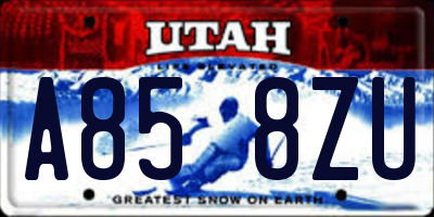 UT license plate A858ZU